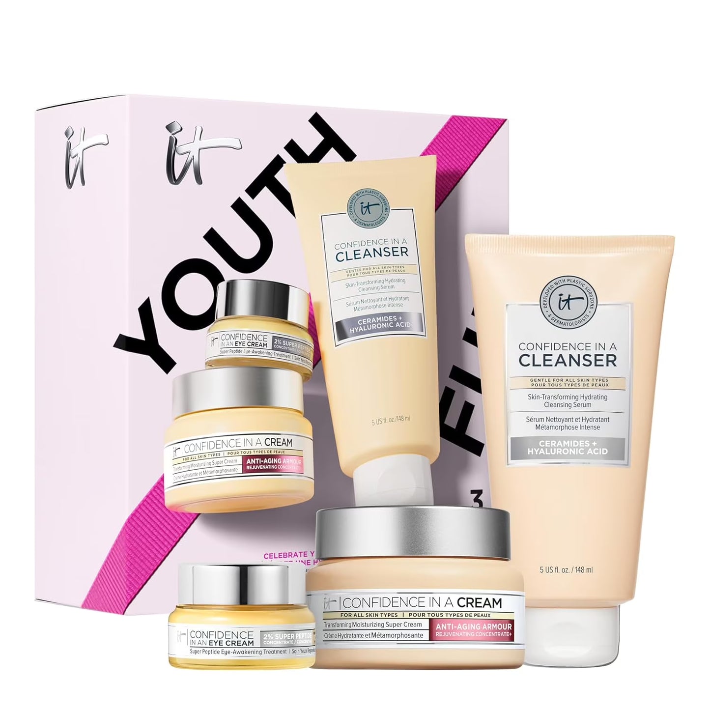 IT Cosmetics Confidence In A Cream & Cleanser & Eye Cream - 3 Full Size Skincare Set