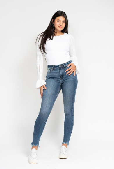 Judy Blue High Rise Shark Bite Skinny Denim
