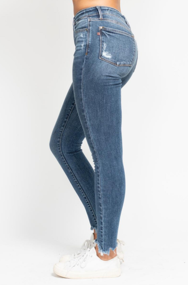 Judy Blue High Rise Shark Bite Skinny Denim