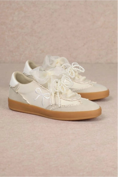 Ivory Bow Sneakers