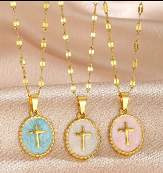 Pastel Cross Pendant Necklace