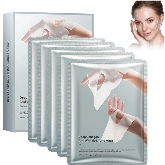 Deep Collagen Anti-Wrinkle Lifting Overnight Mask,Facial Sheet Masks With Low Molecular Weight Collagen for Lifting, Firming and Moisturizing(5pcs/1box)